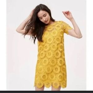 Loft yellow floral shift dress